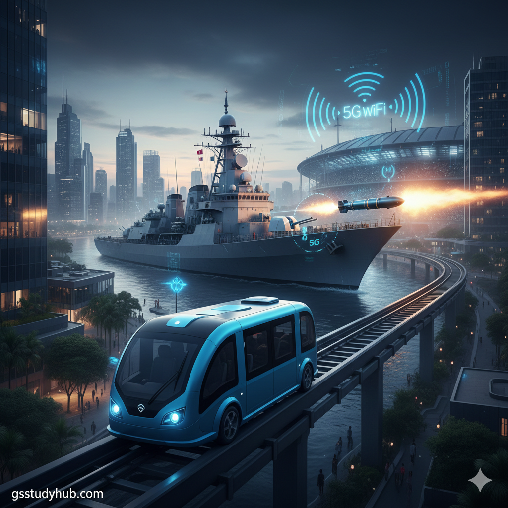 Defense modernization showing Indian Navy Maareech torpedo, smart pod taxi and Amrit Bharat digital station scheme