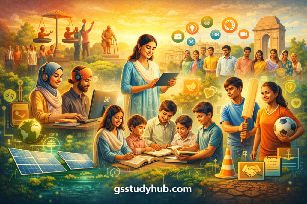 inclusive indian society youth skills sports gsstudyhub 4k.jpg