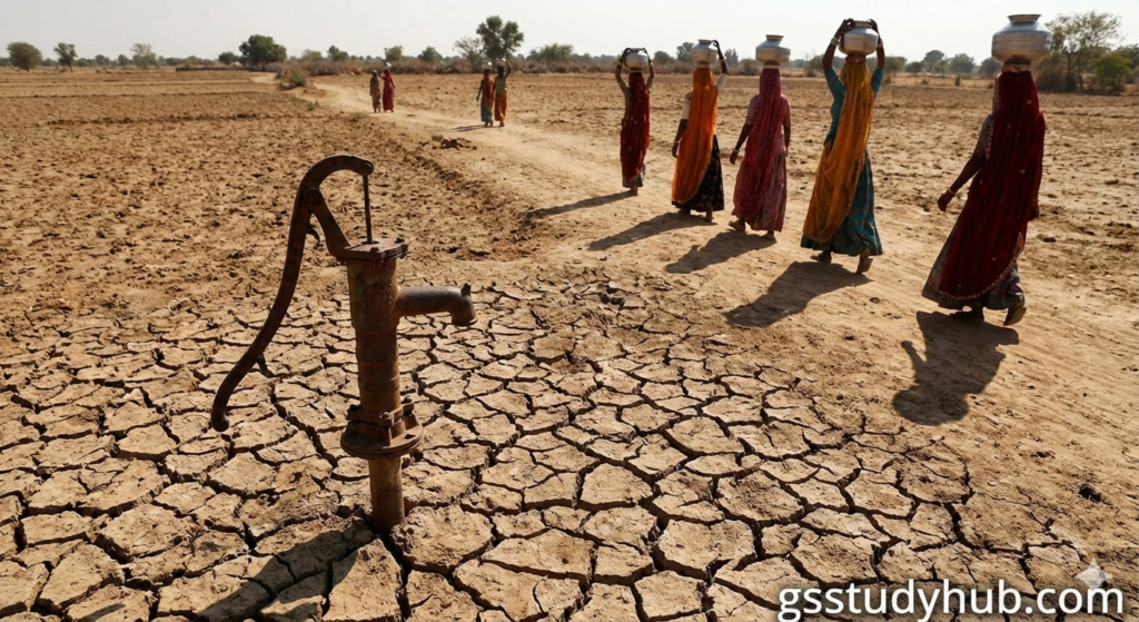 rural water scarcity india dry handpump women gsstudyhub 2026 jpg
