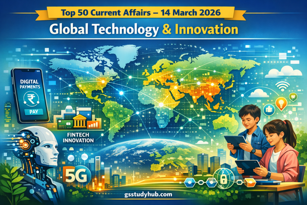Top 50 Current Affairs 14 March 2026 infographic gsstudyhub