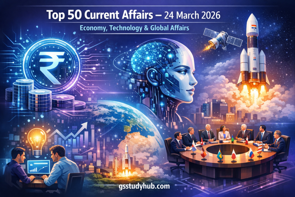 Current Affairs 24 March 2026 infographic economy technology