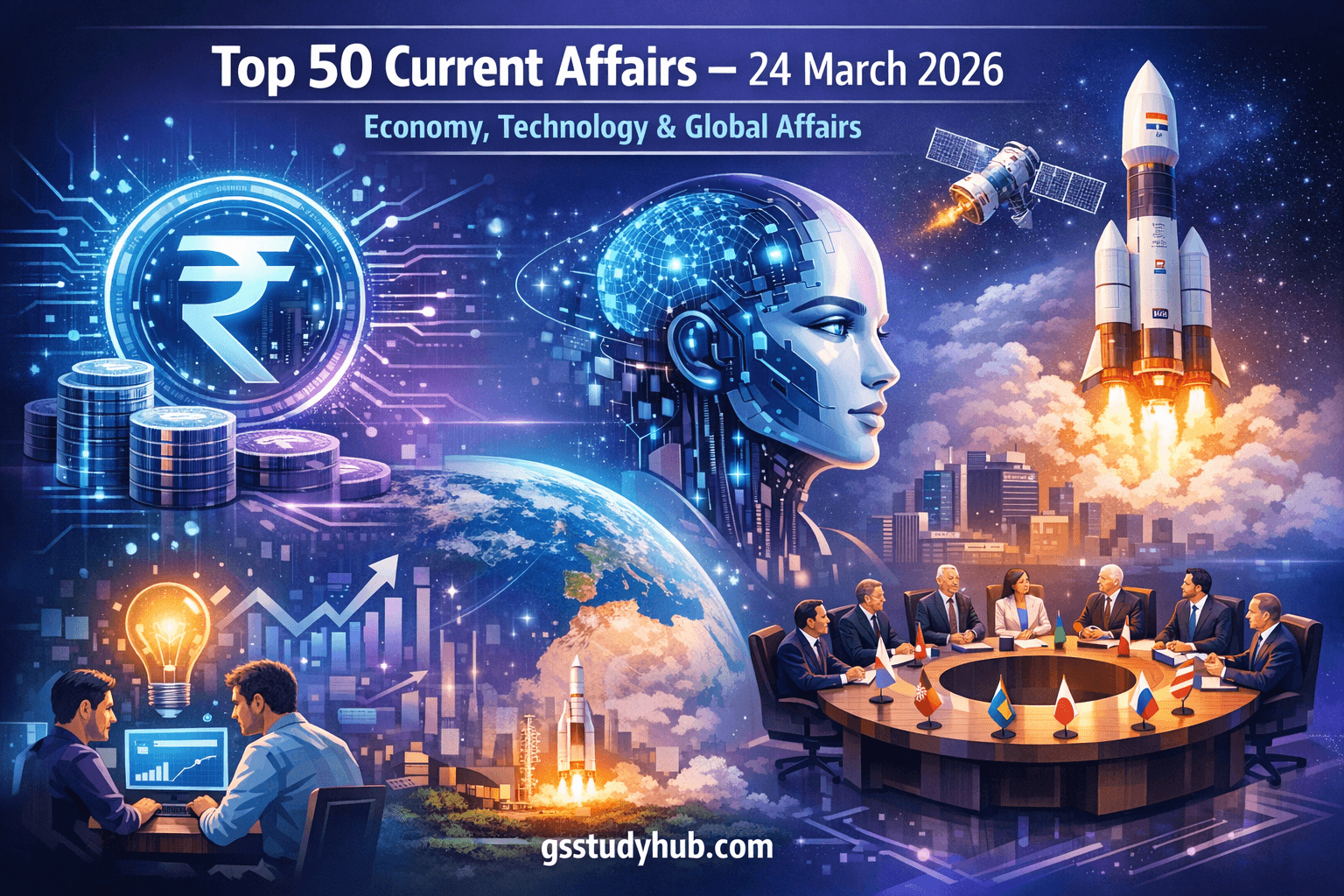 Ecstatic Current Affairs 24 March 2026 | Top 50 Questions, MCQ & Notes