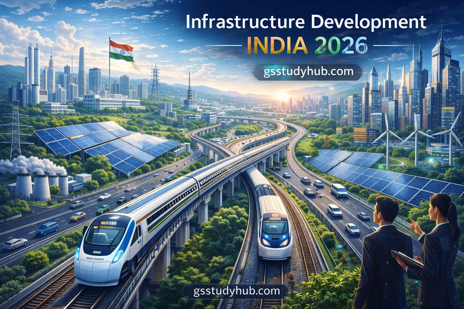 india infrastructure development smart city railway green energy 2026 gsstudyhub.webp