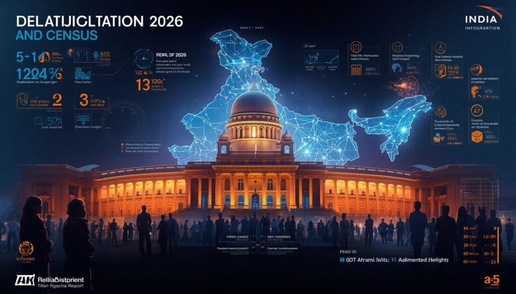Delimitation in India 2026 showing Indian Parliament, Census data, population analytics and democratic representation