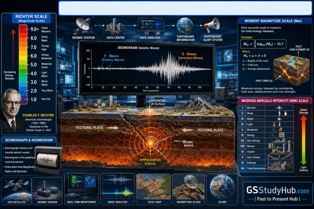 Measurement of Earthquakes Richter Scale, Mw & Seismograph GSStudyHub